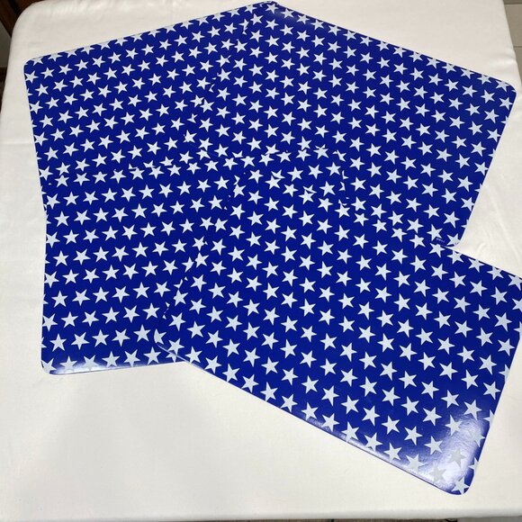 Patriotic Blue w/ White Stars Set of 4 Placemats - Picture 1 of 3